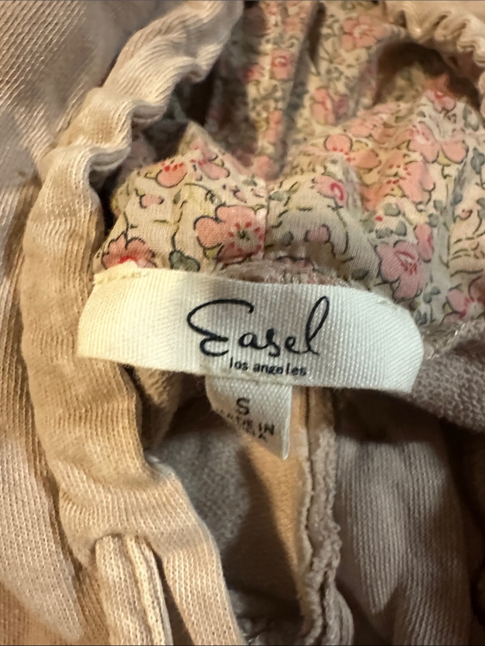 easel Pink Floral-Lined Cream Hoodie - Picture 3 of 4